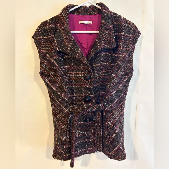 CAbi Jackets & Blazers - CABi sweater vest in brown/multi. Front button closure with tie. Slim fit.